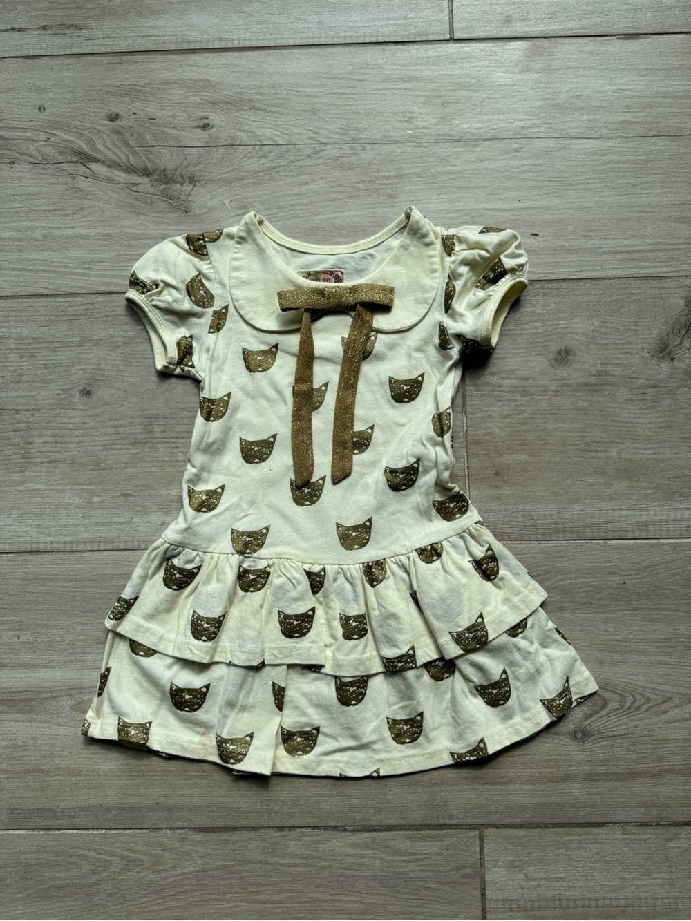 Mia Joy Joyfolie Girls Gold Cat Print Dress Size 3